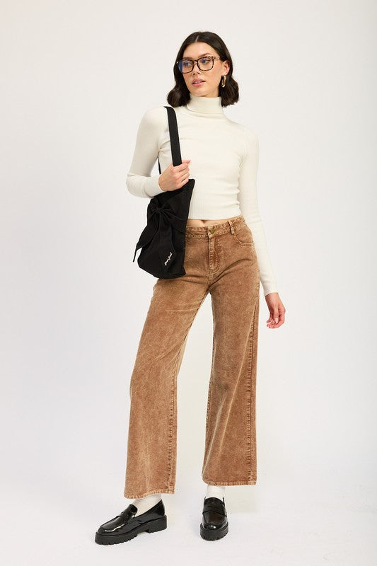 Distressed Corduroy Flared Pants