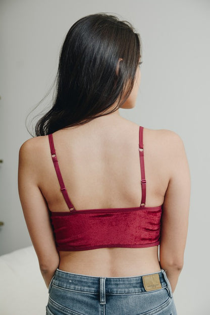 Lace Trim Velvet Bralette