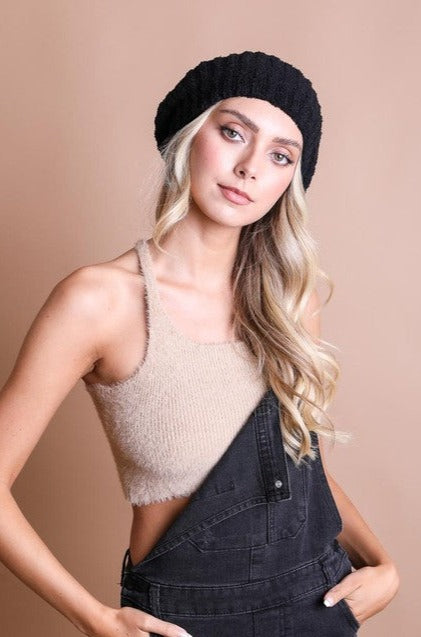 Boucle Rib Knit Beret