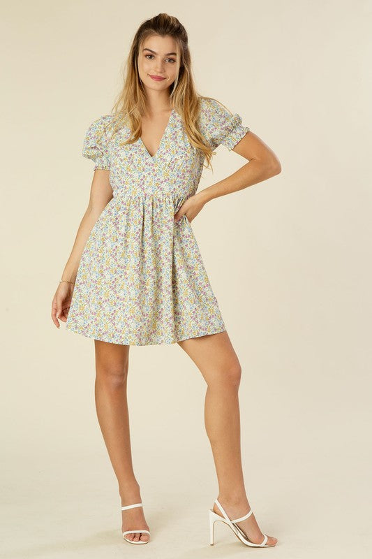 Floral Print Short-Sleeve Dress